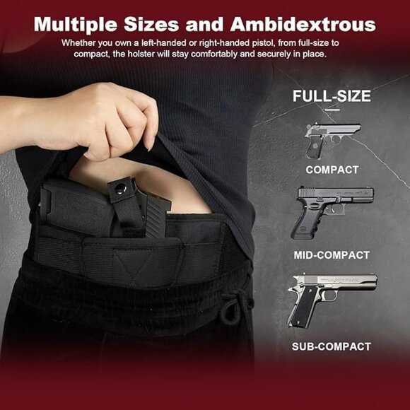 NEW Belly Band Gun Holster Double Mag Pouch for Most Pistols and Revolvers - Picture 2 of 7